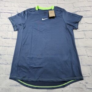 Nike Court SZ M Dri-Fit Tennis Shirt Tour Blue Player Issue Exclusive DR6548-491